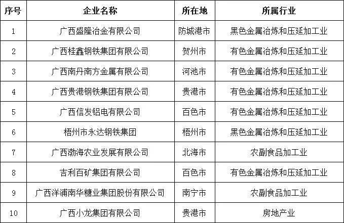 2022廣西民營企業納稅10強榜單