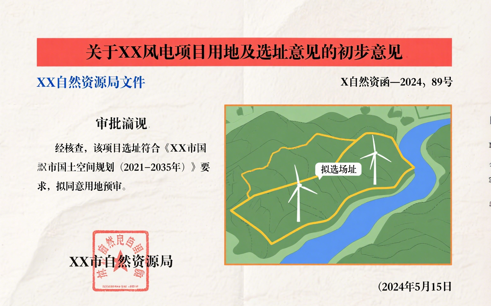 用地及選址意見初步意見(自然資源局)